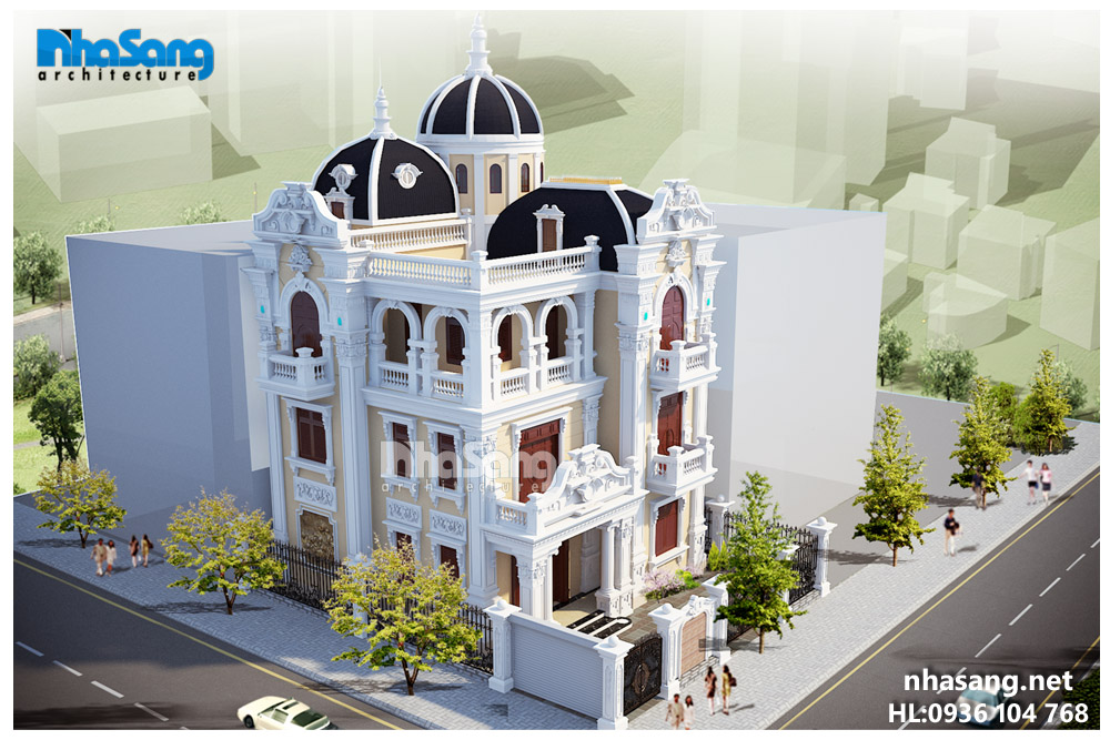 mẫu thiết kế nhà biệt thự pháp 3 tầng đẹp